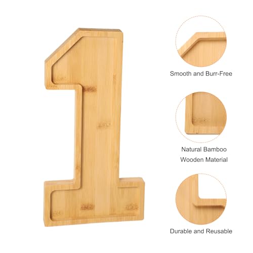 uxcell Bamboo Wooden Number 1 Charcuterie Board Box 12" Bamboo Serving Tray Wood Box for Graduation Anniversary Birthday Party Decorations Chocolate Candy Cupcake Container (Wooden) by uxcell - Image 3