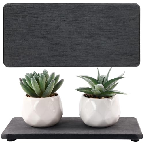 NiuYichee 2 Pcs Water Absorbing Stone Trays, Kitchen/Bathroom Sink Soap Dish, Diatomite Tray Used for Hand Soap & Cosmetic Bottles in The Modern Home, 4" W x 8.3" L, Dark Gray