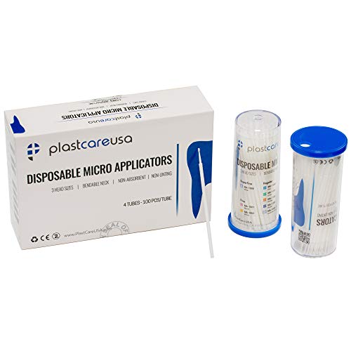 400 Superfine Micro Applicator Brushes - Disposable Dental Microbrushes With Bendable Tip - Microswabs For Eyelash Extensions - Microbrush Applicator Sticks With Cotton Tip (White, 4 Tubes Of 100) #TOP18