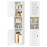 OUDIE Tall Bathroom Storage Cabinet, Floor Free Standing Display Cabinet, Slim Storage Furniture Organizer Unit for Office Living Room Kitchen Entryway Toilet Paper, White