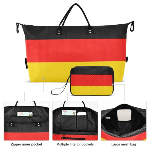 Sinestour German Flag Travel Duffel Bag for Men Women with Makeup Bag Weekend Overnight Carry On Bags for Travel Hospital Gym2