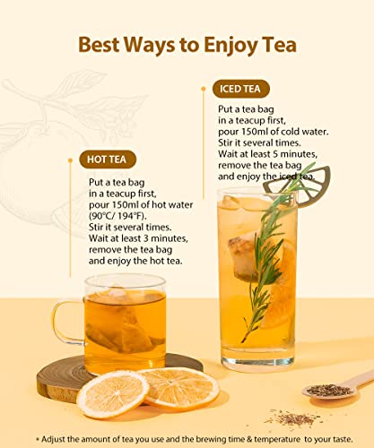 Ssanggye Orange Rooibos Blended Tea 1.5G X 15 Pyramid Tea Bags, Tangerine Peel/Black Tea/Natural Fruit Chips With Orange Flavors Refreshing Sweet And Soothing Tastes Contians Low Caffeine #TOP4