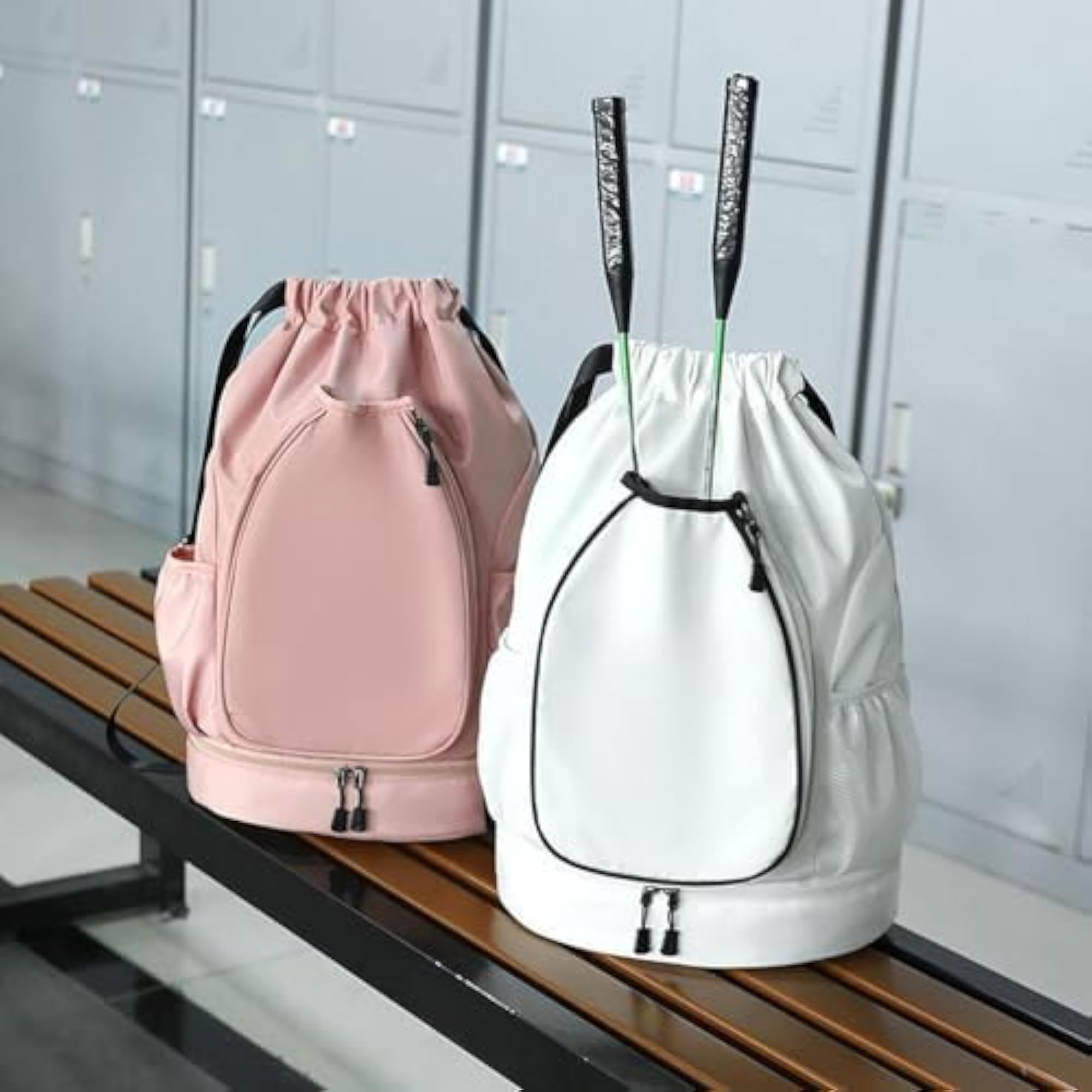 Portable Tennis Drawstring Backpack for Workout, Black