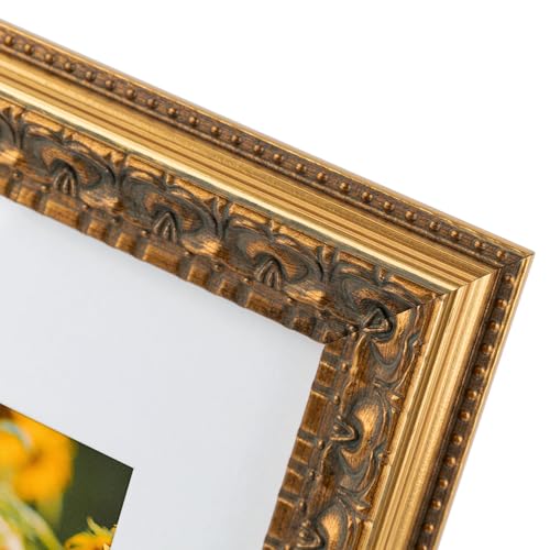 Frametory, 9x12 Ornate Photo Frame With White Color Mat for 6x8 Picture & Real Glass, Bronze by Frametory - Used condition - Image 6