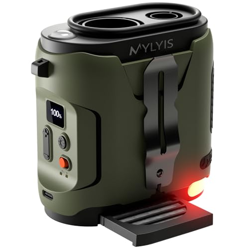 Industrial-Grade Waist Fan 16,500RPM/16H, 8000mAh Jobsite Fan with Red Safety Alert - 5-Speed Turbine Cooling for Construction Crews/Farm Harvest/Outdoor sports, Triple-Tested Dust & Sweat Resistance