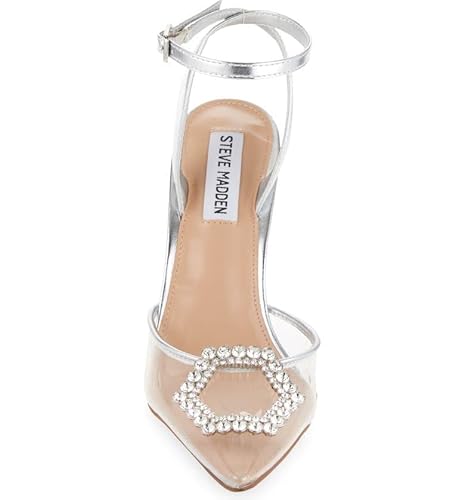 Steve Madden Women's Alessi Pump, Clear Jewel Buckle, 6.5 #TOP3