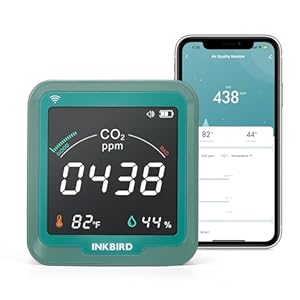 INKBIRD Wi-Fi 3-in-1 Air Quality Monitor, 400-5000 PPM CO2 Detector, with Temperature and Humidity for Home, Office, Car, Wine Cellar, Greenhouse Battery Included