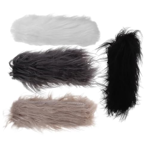 Beavorty 4pcs Faux Fur Ribbons Fabric Shaggy Fur Fabrics Shaggy Fur Patches Fabric Trim Ribbon Ideal for Crafts and DIY Projects Fluffy Precut Strips