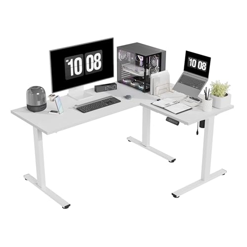 Image of SANODESK 63Inch L-Shaped Electric Standing Desk Motorized Corner Desk