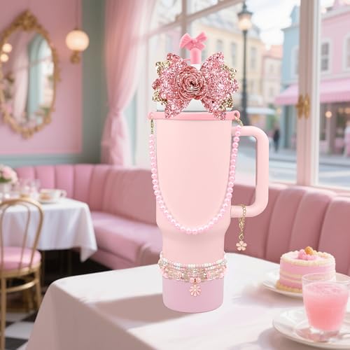 Hpebl 10PCS Flower Accessories for Stanley Cup 30 40oz Tumbler, Pink - image 5