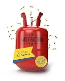 Party Factory – Helium Gasflasche 1x 400L für ca. 50 Luftballons – Partydeko Ballongas Flasche für Latex- & Folienballons – Einwegflaschen mit Knick-Füllventil – Für Partys, Hochzeiten und Geburtstage