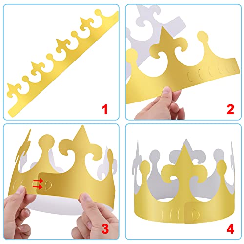 Siquk 48 Pieces Paper Crowns Golden Paper Party Crown Hats King Crowns Paper Crown Kids Adults Birthday Crown Paper Gold Crown For Party And Celebration #TOP3