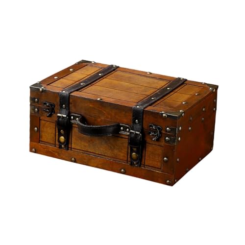 Caja de almacenamiento de madera antigua para joyas y tarjetas 4