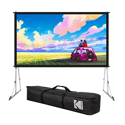 Kodak 120” Dual Projector Screen w/Stand | Fast Fold Gray Front & Rear Projection Backdrop for Outdoor & Indoor Movies with Tripod, Outdoor Stability Kit, & Black Storage Carry Case