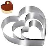 GYSRXS 3 Piezas Anillo de Pastel en Forma de Corazón Moldes Cortador de Corazón Moldes para Galletas de Acero para Hornear Pastel Postre Galletas,10/15/20CM de Diámetro