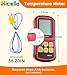 Digital Dual Channel K Type Thermocouple Thermometer (-238 to 3212°F) with 2 Probes & 2 Pipe Clamps – High Accuracy Temperature Meter with T1/T2 & T1-T2 Display, for HVAC, Industrial, Lab Use
