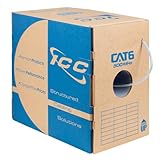 ICC Cat6 CMP Plenum 1000ft UTP 23AWG Solid Pure Copper, True Plenum Certified by UL Bulk Ethernet Cable, PoE++, 500MHz, Reelex No Tangle Pull Box, TAA, National Electrical Code Compliant, White