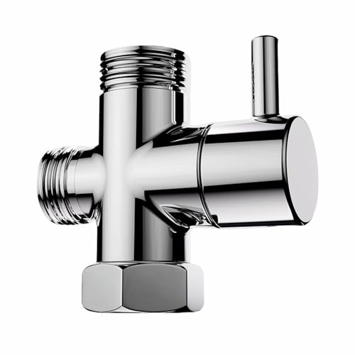 BE-TOOL Alloy 3‑Way Diverter Valve 2 Male 1 Female Thread Dual Outlet Water Splitter for Bathroom Kitchen (3/4" Inlet+3/4" Outlet+1/2" Outlet)