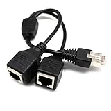 Network RJ45 Splitter Adapter, 1 to 2 Port Ethernet Socket Connector,RJ45 Male to 2 x Female LAN Ethernet Splitter Adapter Cable Compatible with Cat5, Cat5e, Cat6, Cat7 (Network Cable 1-2)