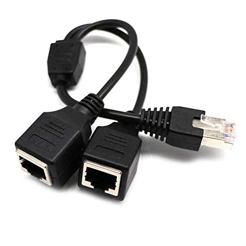 Network RJ45 Splitter Adapter, 1 to 2 Port Ethernet Socket Connector,RJ45 Male to 2 x Female LAN Ethernet Splitter Adapter Cable Compatible with Cat5, Cat5e, Cat6, Cat7 (Network Cable 1-2)
