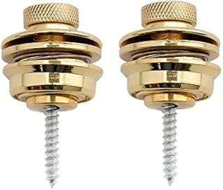 Musiclily Metal Płaska Głowa Blokowane Zaczepy Paska Strap Locks do Gitary Elektrycznej/Akustycznej Basowej, Złoty (2 szt.)