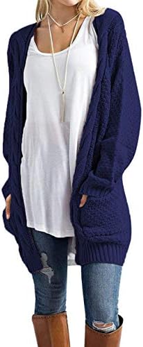 TraleubieWomen's Open Front Long Sleeve Boho Boyfriend Knit Chunky Cardigan Sweater