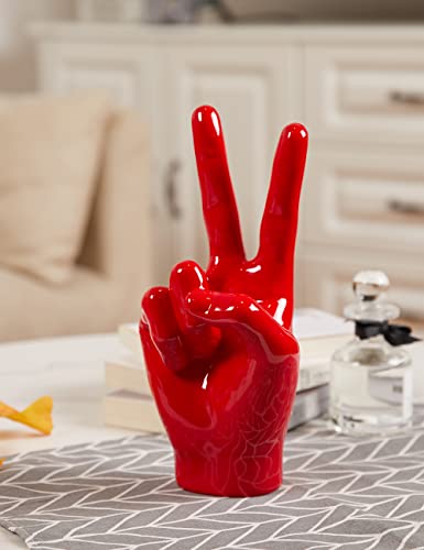 Nenbolec Hand Gesture Desk Statue Finger Sculpture Decor Home Gifts Arts Polyresin Figurine Red 11Inch #TOP1