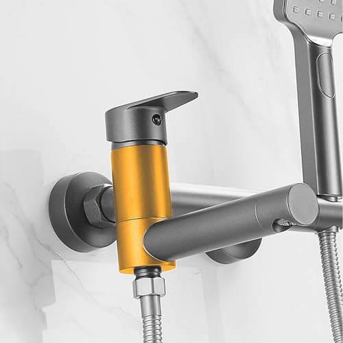 Mitigeur bain-douche d'exception gris mat avec système monocommande multifonction