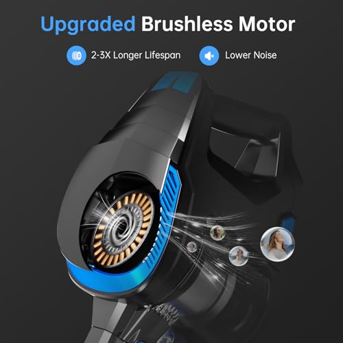 FABULETTA Cordless Vacuum Cleaner, 38Kpa/380W Stick Vacuum Cordless with 55mins Runtime,3 Suction Modes,6 in 1 Lightweight Vacuum Cleaners for Home, Pet Hair, Carpetï¼Hardwood Floor (Black-Blue)