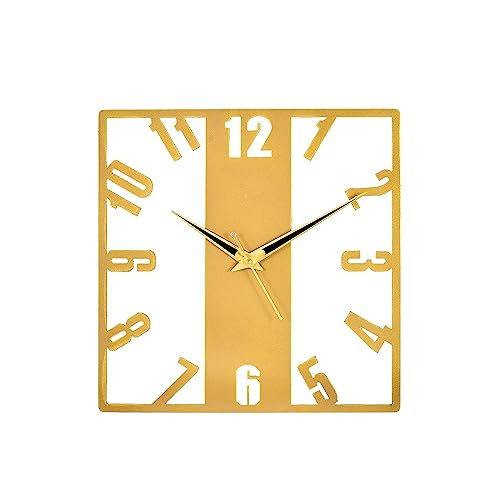 Image of METSY Metal Laser Cut Numerical Analogue Art Wall Clock Black & White for Home and Office | Metal Wall Art | Decor Items (Rectangular)
