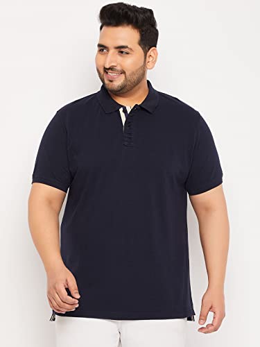 Image of Club York Men Cotton Blend Half Sleeve Polo Neck Solid Plus Size T-Shirt