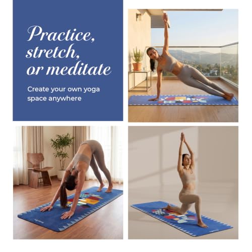 Image of Lifelong Suede & Natural Rubber Yoga Mat for Woman & Man | Non-Slip & Anti-Skid | 4mm Yoga Mat for Man |Exercise Mat for Yoga, Workout & Pilates | Gym Equipment for Home Workout | Free Carry Bag (Blue)