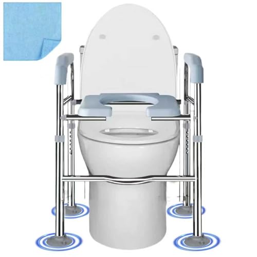 Raised Toilet Seat with Handles - Height Adjustable Elevated Toilet Seat Risers for Seniors - Multi-Use Toilet Riser with Handles for Seniors, Handicap, Pregnant