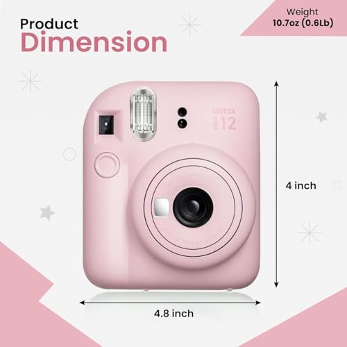 Fujifilm Câmera instantânea Instant Mini 12 + pacote de acessórios BluebirdSales e capa personalizad