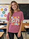 Happy Last Day of School Shirt Womens Schools Out for Summer T-Shirt Teacher Off Duty Gift Shirt Pink L