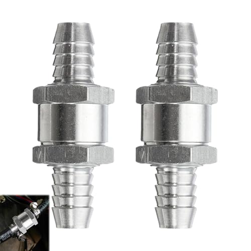 Huybaa 2 Piezas Válvula de Retención de Combustible, 8mm Válvula de No Retorno de Combustible de Aluminio Aleación Gasolina Diesel Oil Válvula Antirretorno para Coche Carburador