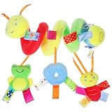 TOYANDONA Juguetes para Asiento de Coche, Juguetes de Actividades Colgantes en Espiral para Cuna, Cochecito Y Sonajeros Desmontables para Bebés de 0 a 6 Meses, Sonajero Colgante con Timbre para Cuna,