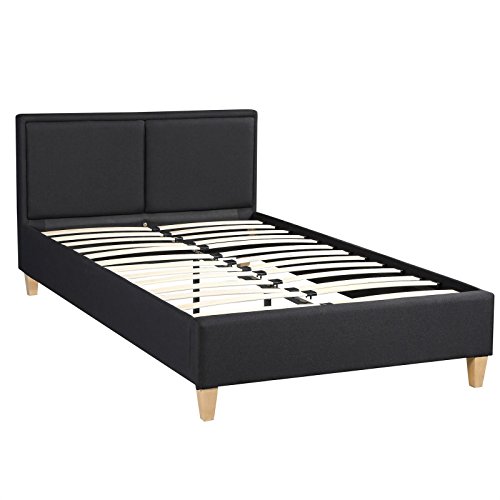 CARO-Möbel Polsterbett Anais Bettgestell Einzelbett 120x200 cm Designbett inklusive Lattenrost, Stoffbezug in schwarz – Bild 5