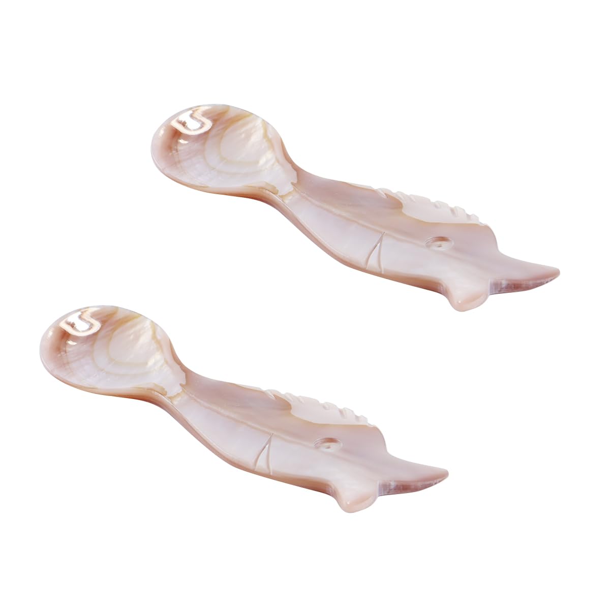 WANGCL Confezione da 2 cucchiai da caviale in madreperla fatti a mano – Manico rotondo color caffè (9x2,4 cm) per servire le uova di caviale