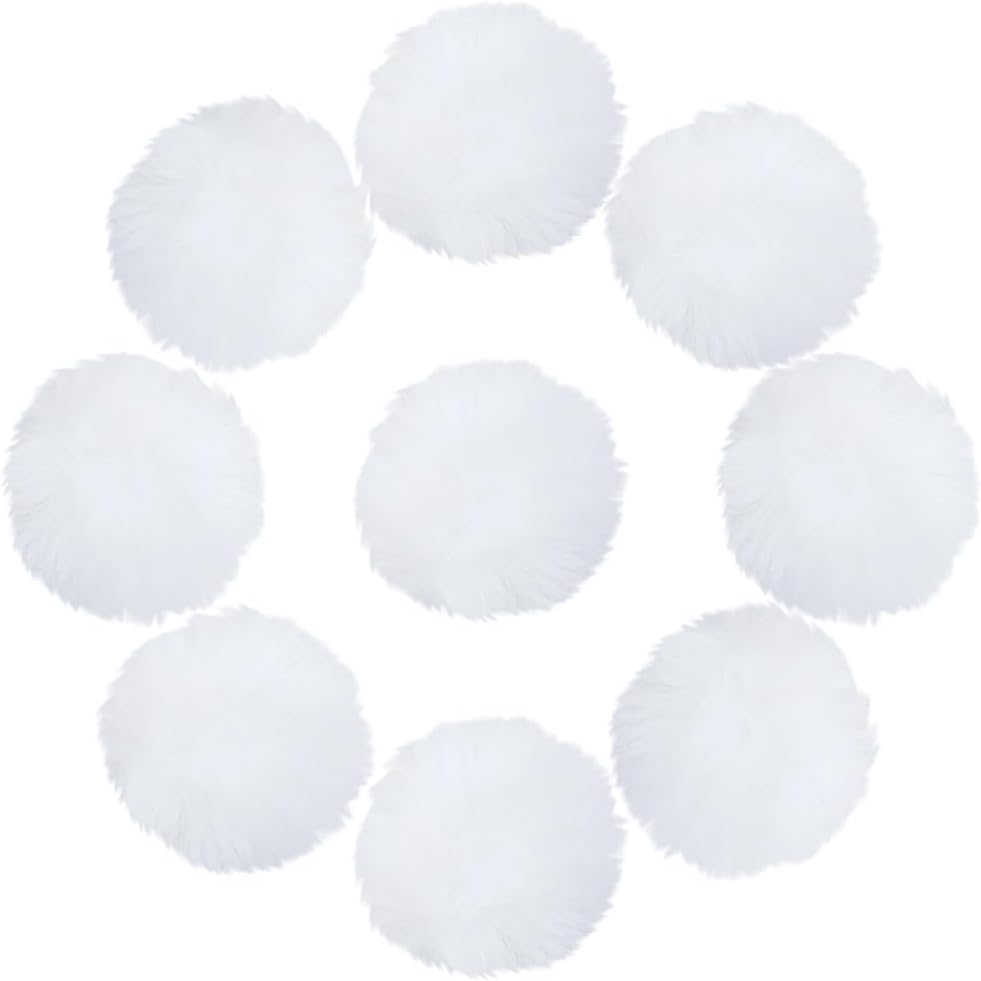 GORGECRAFT 12Pcs 8cm White Fuzzy Pom Poms Faux Fur Bunny Pompom Ball Hair Fuzzy Soft Round Knitting Art Decorations Craft for Christmas DIY Crafting Keychain Hats Shoes Garments Party Accessories