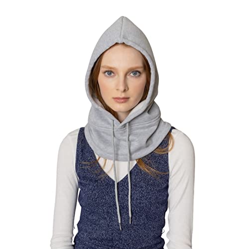 BA UNIQUE FASHION Unisex Sporty Snood Hat with drawstring Hood Scarf Neck Warmer Winter Balaclava Hood (Light Grey)