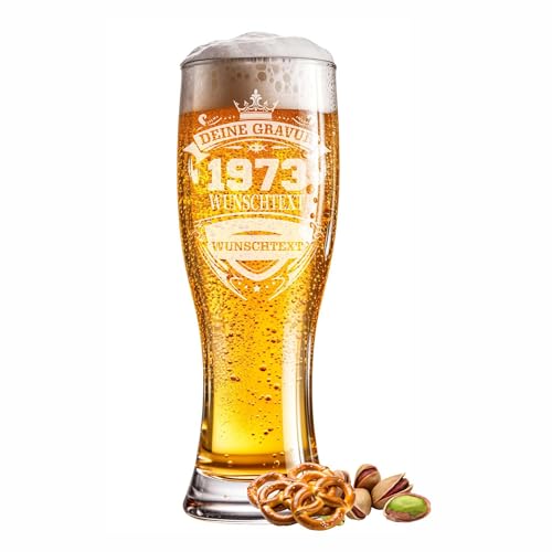 Kiwistar Bicchiere da birra inciso, 0,5 l, con incisione a scelta, nome anno o scritta, bicchiere di grano personalizzato come regalo per compleanno, anniversario, festa del papà o festa della squadra