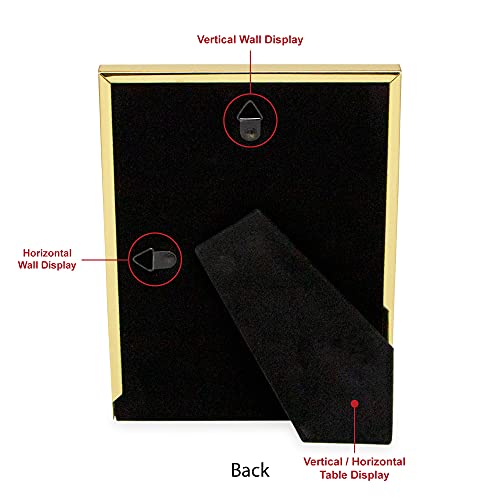 Isaac Jacobs 5x7 White Textured Leather (Vertical & Horizontal) & Gold Metal Picture Frame, with Black Fabric Easel, Wall-Mountable, Made for Tabletop, Home or Office (5x7, White W/ Gold) by Isaac Jacobs - Image 3