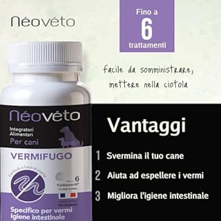 Néovéto VERMIPURGE Vermifugo per cani in compresse naturali a base di principi attivi approvati dai servizi veterinari francesi (Versione italiana)