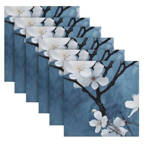 Servilletas de Tela Flores Blancas Invierno x6 miniatura 2