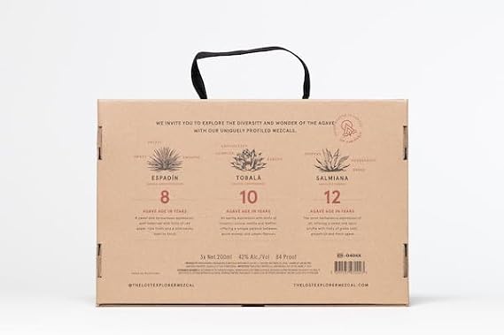 The Lost Explorer Mezcal Trilogy Box, 3x 20cl | 1x Espadín, 1x Salmiana, 1x Tobalá | Award Winning Artisanal Mezcal | 42%
