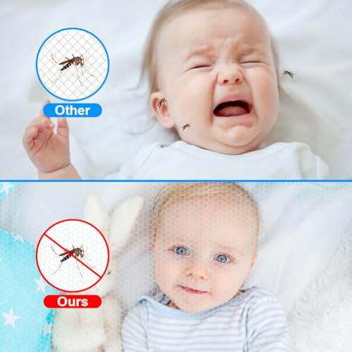 Vicloon 3pcs Moskitonetz Kinderwagen, Mückennetz für Kinderwagen & Buggy Reisebett, Baby Universal Insektenschutz Moskitonetz, Reißfest und Waschbar, Idealer Schutz vor Wespen & Stechmücken, Weiß