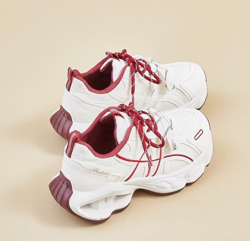 Basket femme plateforme confortable et chaussure de marche légère rouge - 6