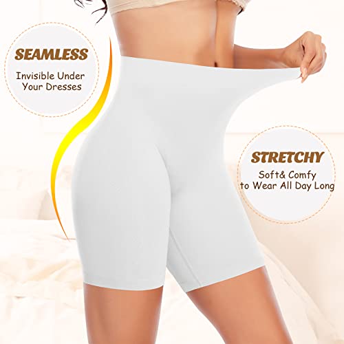Womens Anti Chafing Spandex Shorts For Under Dress Mid Thigh Underwear Seamless Chub Rub Shorts(White,Large) #TOP2