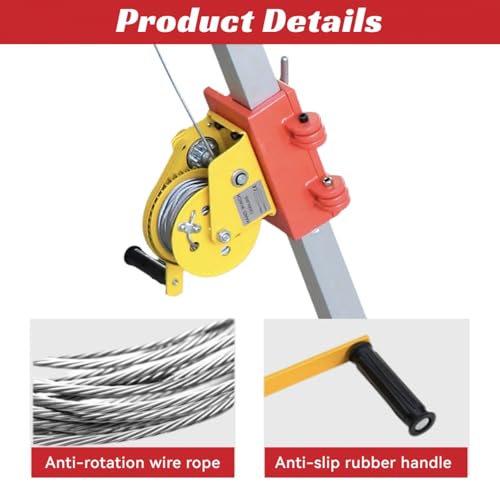Système de levage de trépied industriel en aluminium - Kit de sauvetage durable pour la sécurité - Mécanisme autobloquant pour tuyau de sauvetage et applications industrielles
